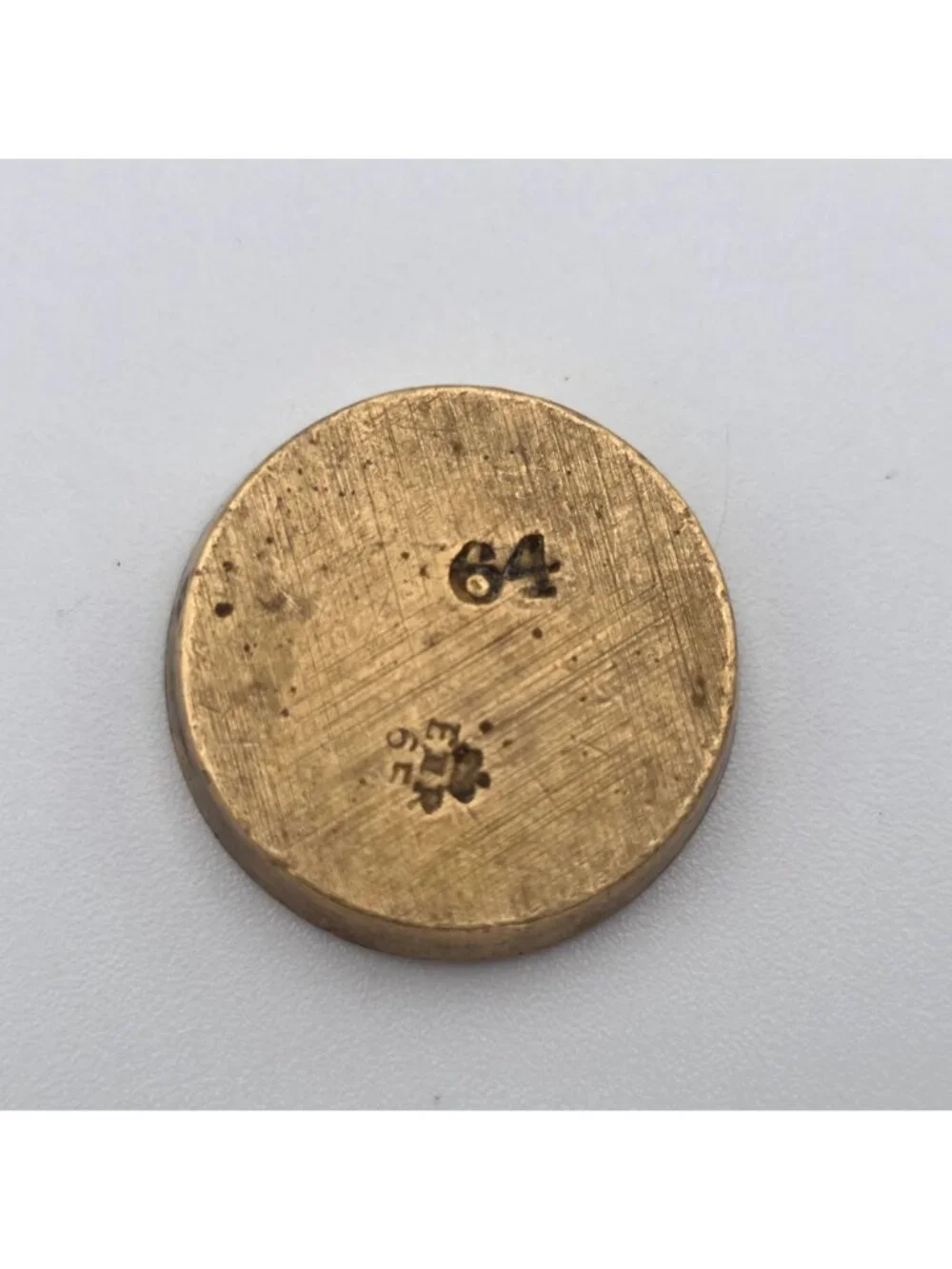 Solid Brass 1/4 Oz Coin-Shaped Weight With Stamped Markings